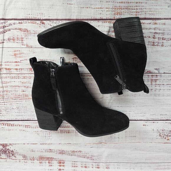 Blondo Womens Siena Black Suede Leather Boots 11 Waterproof Zip Block Heel Lux - Picture 8 of 16